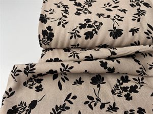 Fastvævet viscose - flot mørk beige med blomster